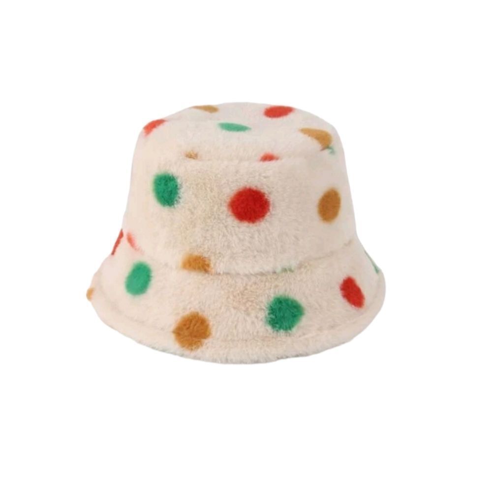 Polka Dot Fuzzy Bucket Hat